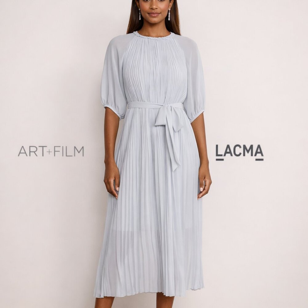 NEW Melloday Pleated Midi Dress Belted Light Blue XL - Picture 1 of 16